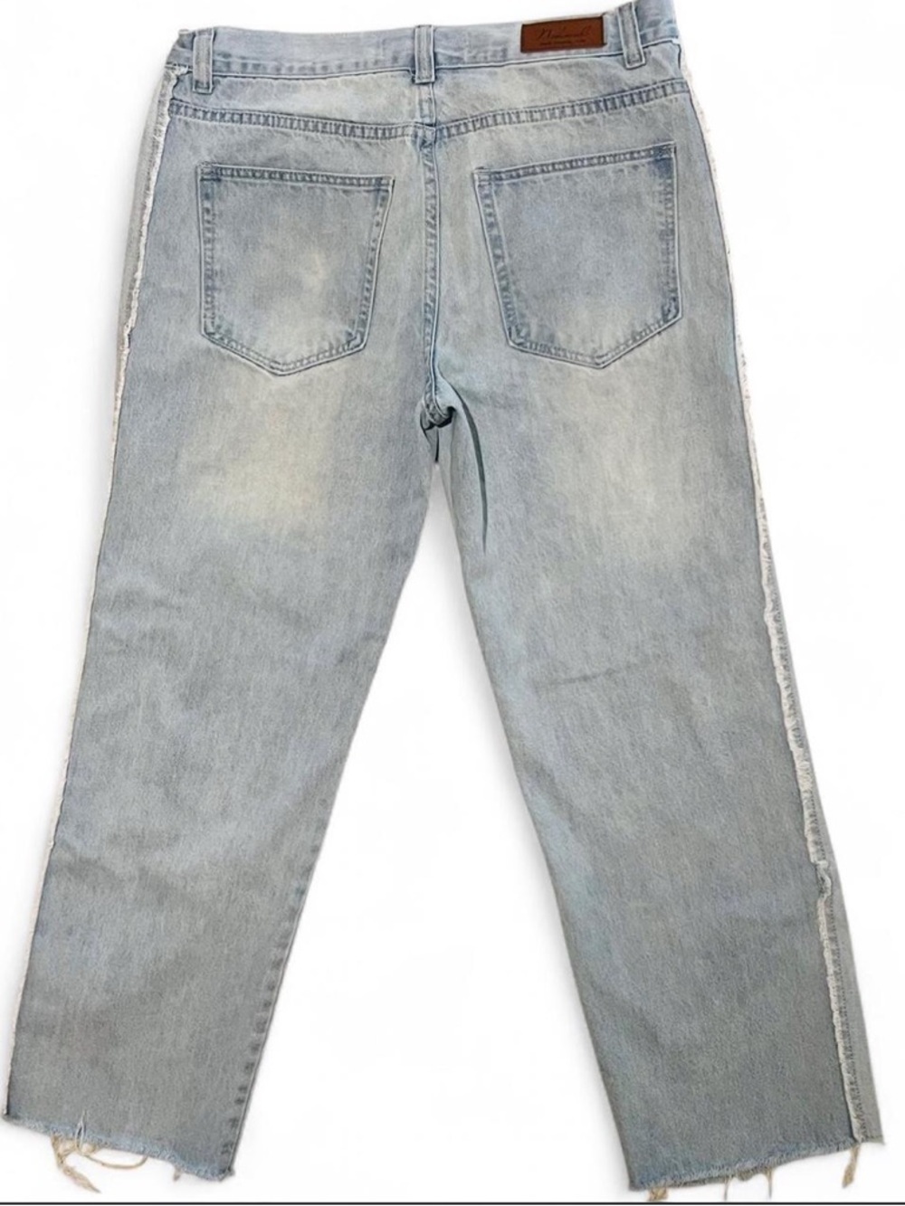 🩵Nokwal Relaxed Light Blue Side-Fray Jeans - Picture 3 of 6